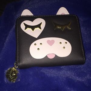 Betsy Johnson LUV Puppy dog half zip wallet